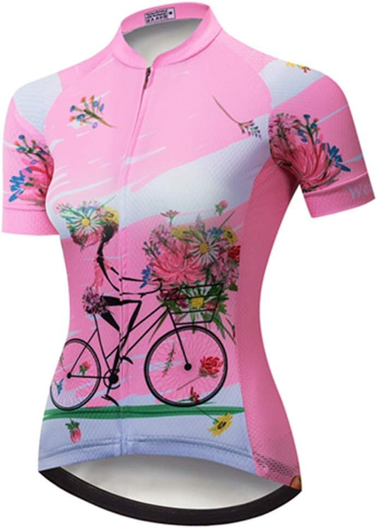 Cycling Jersey Women Short Sleeve Bike Jersey Mountain Road MTB Biking Tops Breathable Shirts